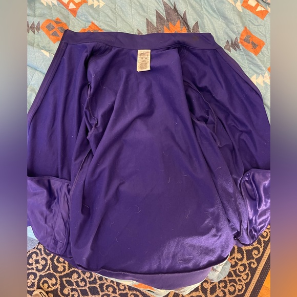 Purple adidas track jacket sz L small hole near the pocket I didn’t steal it - Picture 2 of 5